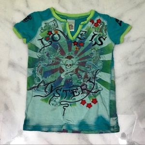 ed hardy kids • turquoise tattoo print tee 18/24